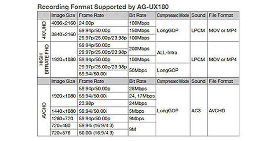 Panasonic AG-UX180