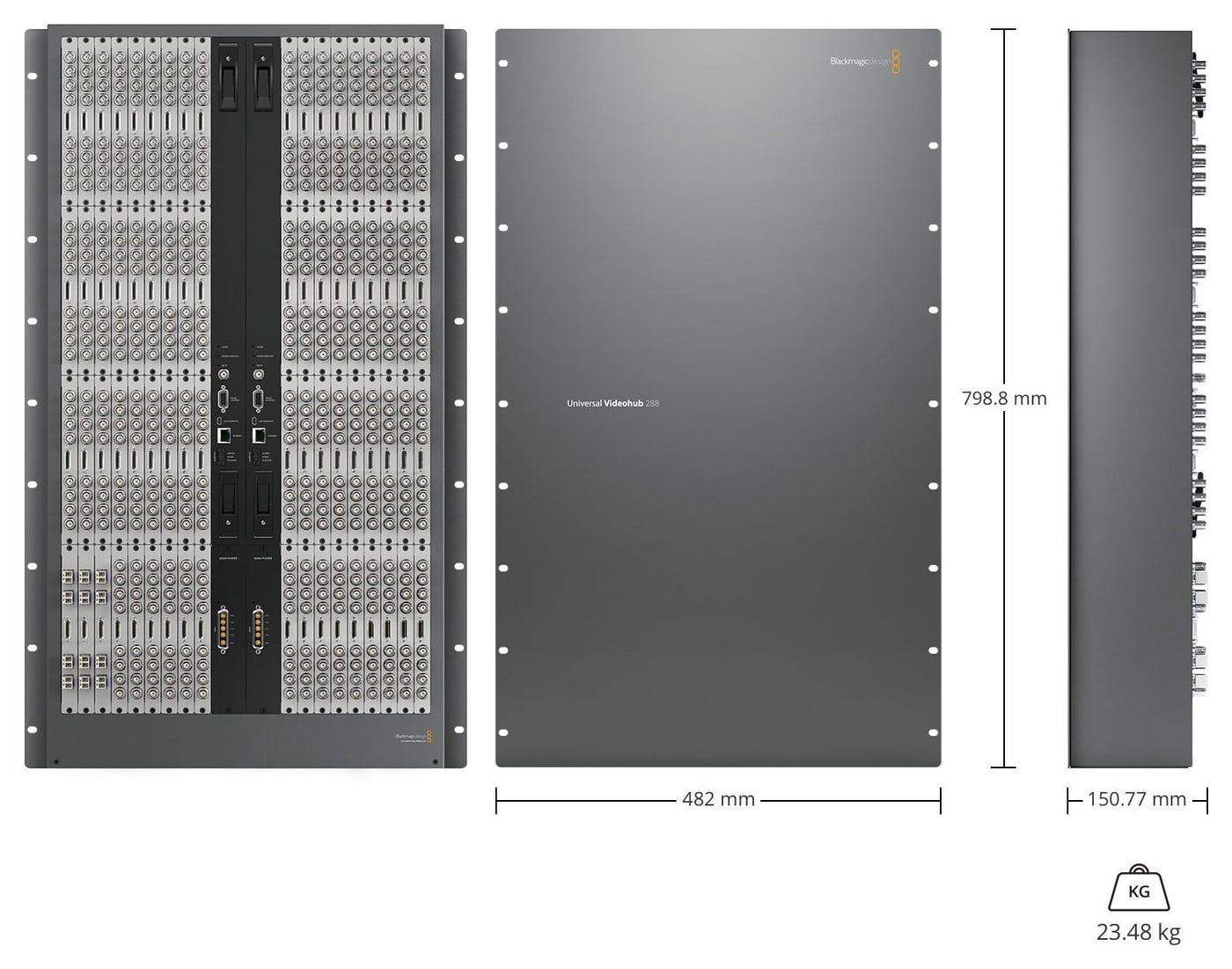 Blackmagic Universal Videohub 288 – Dimensiones y peso