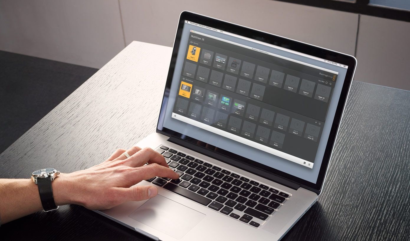 Blackmagic MultiView 16 – Panel frontal como en un router