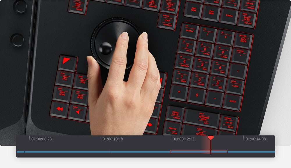 DaVinci Resolve Advanced Panel – Navegación, transporte y jog/shuttle
