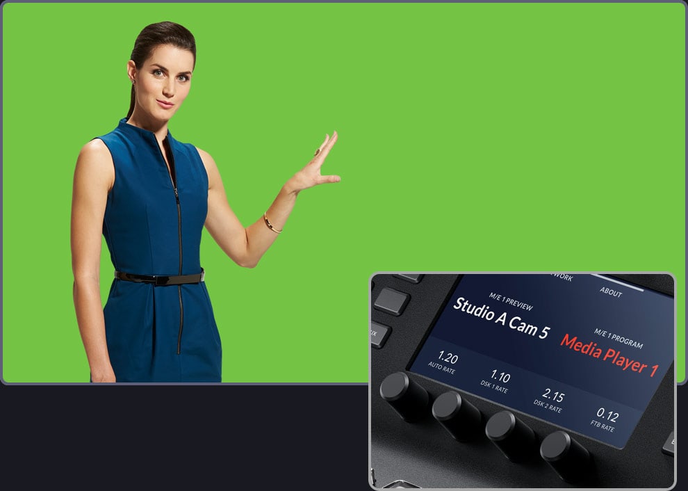 ATEM 1 M/E Advanced Panel 10 – Keyers y pantallas LCD del sistema