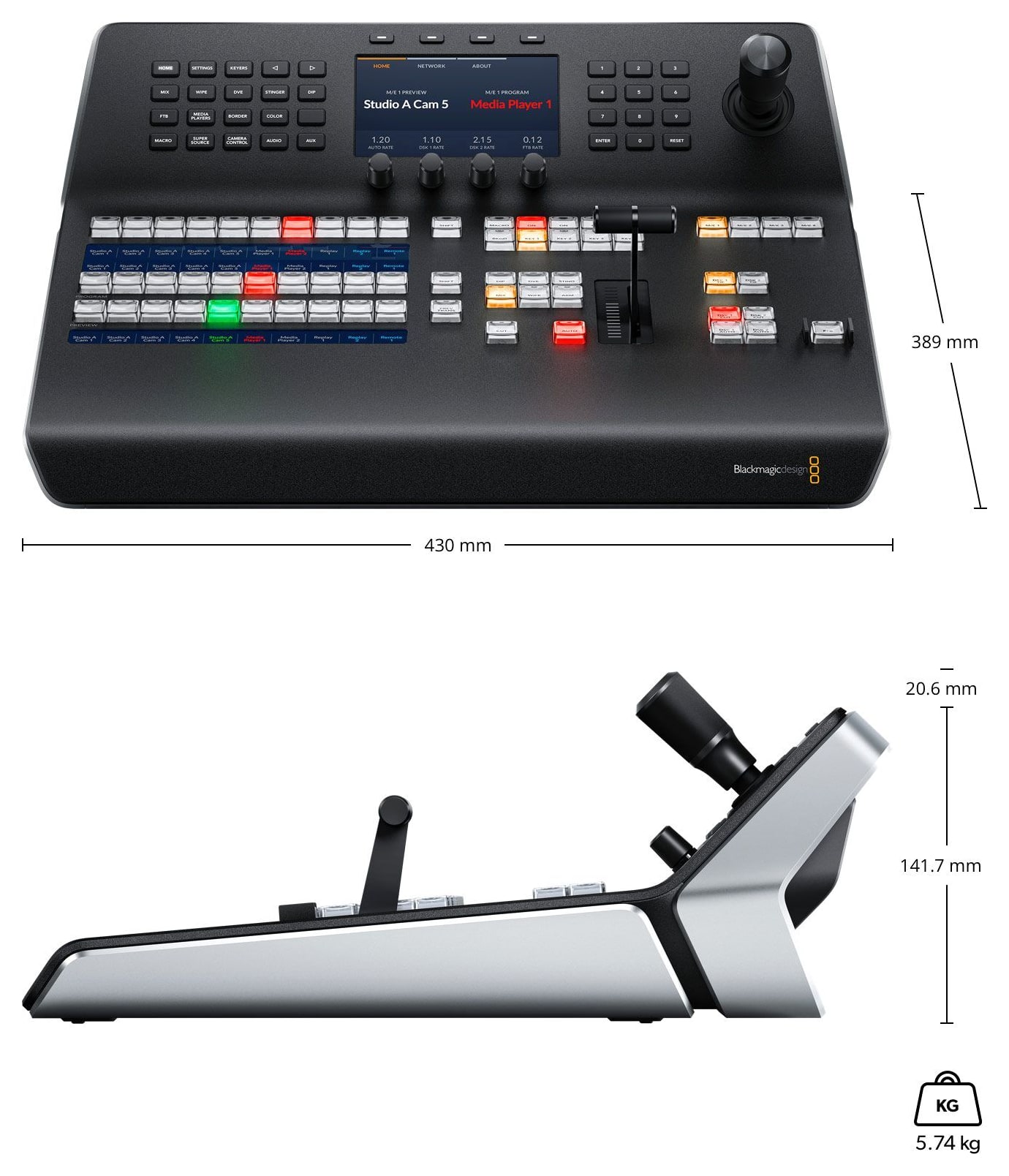 ATEM 1 M/E Advanced Panel 10 – Dimensiones