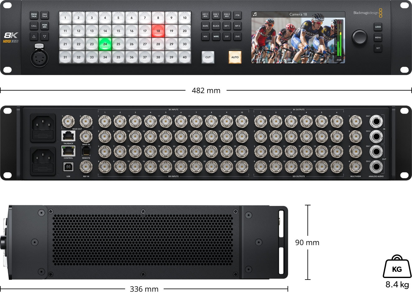 ATEM Constellation 8K – Dimensiones y peso