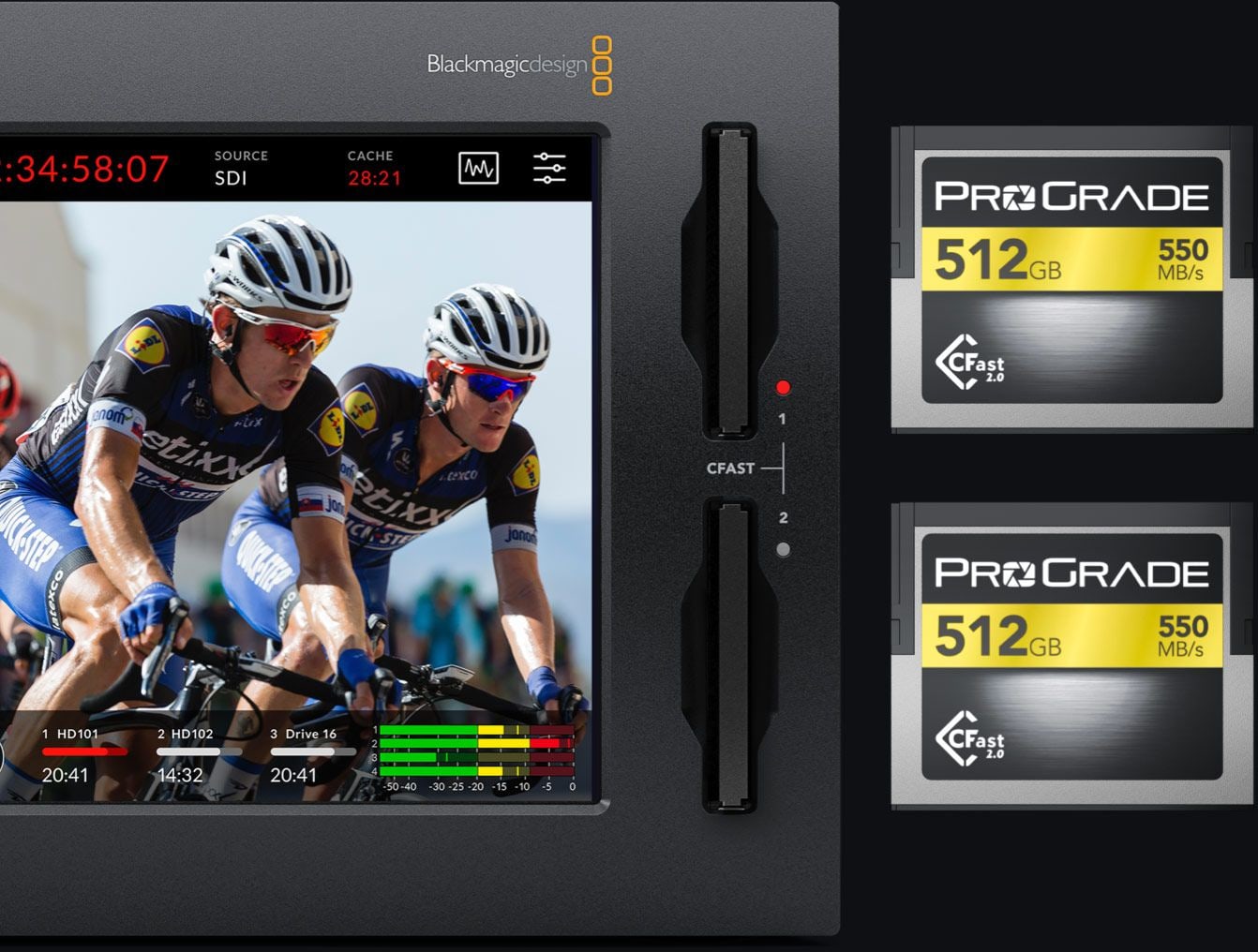 HyperDeck Extreme 8K HDR – Dos tarjetas CFast para grabación ininterrumpida